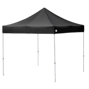 3 x 3 meter gazebo with silver metal legs and black roof