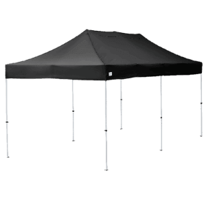 3 x 6 meter gazebo with steel grey legs and black roof