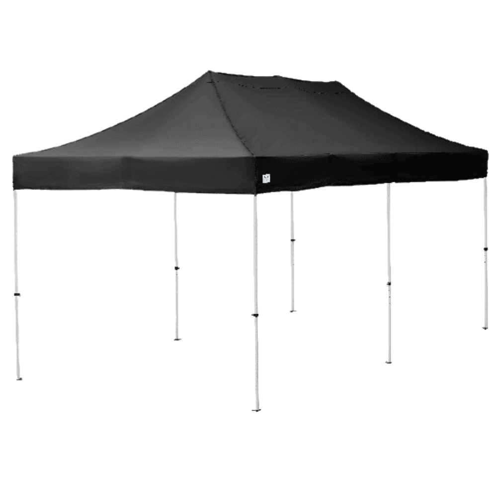 3 x 6 meter gazebo with steel grey legs and black roof