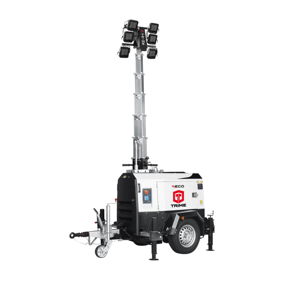 LED Mobile lighting tower with the lights extended out